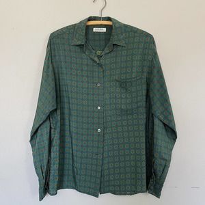 70s Style Calvin Klein Classifications Retro Patterned Long Sleeve Button Up